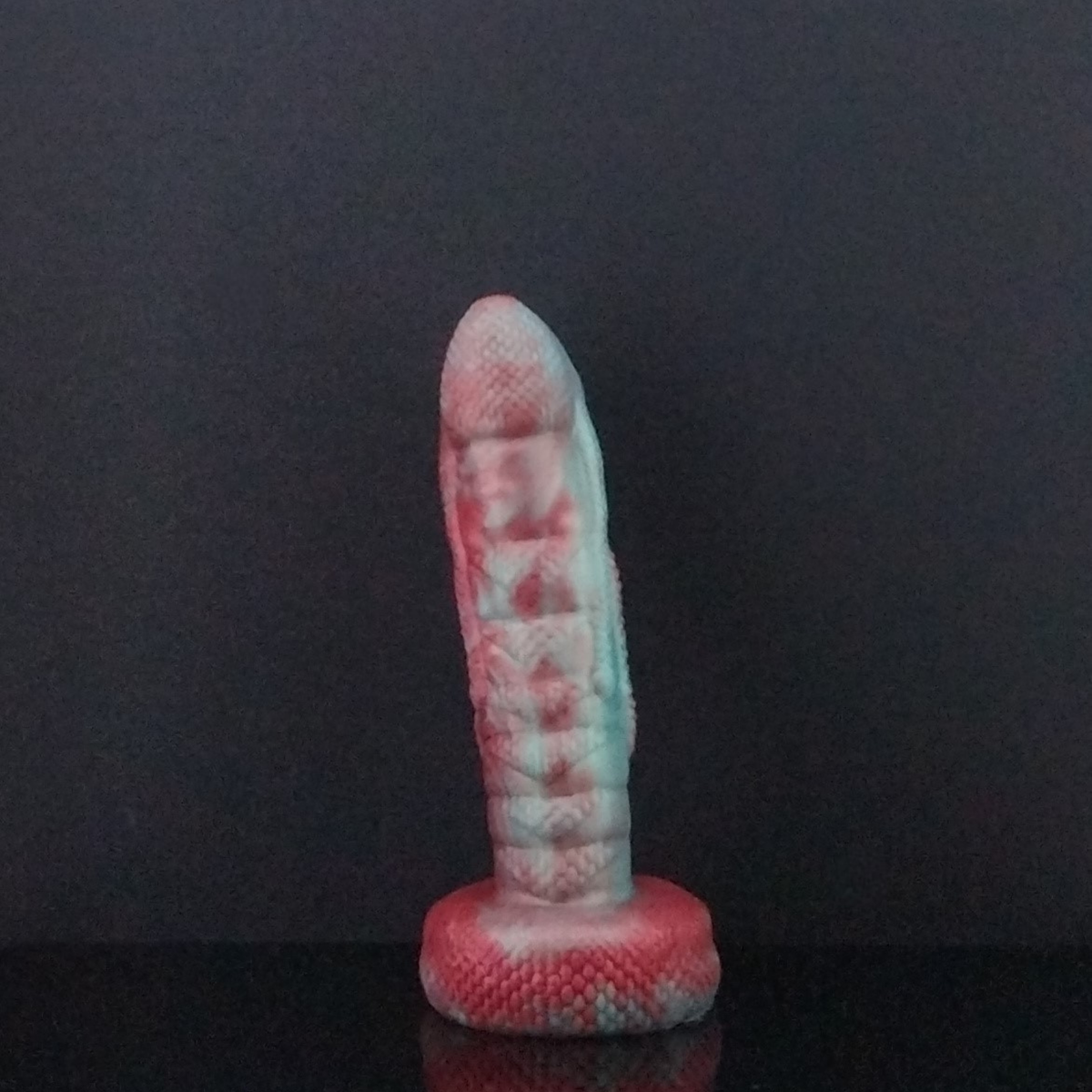 Fantasy Dildo - Cray - Alien Dildo - Teal and Red Marble - 00-30 Firmness - Small Size