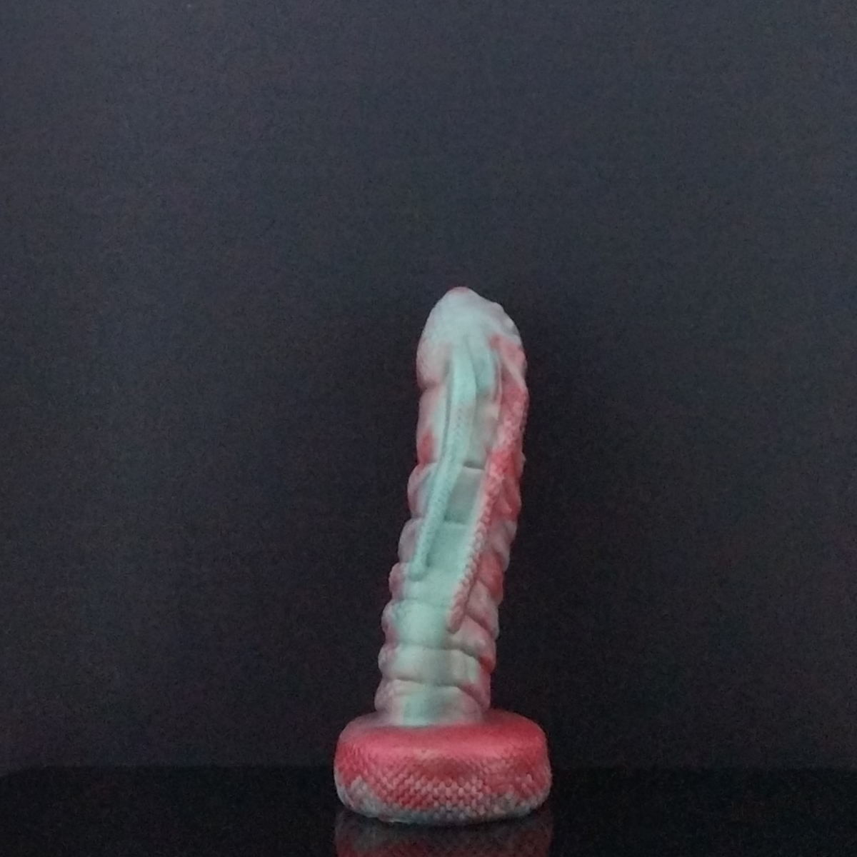 Fantasy Dildo - Cray - Alien Dildo - Teal and Red Marble - 00-30 Firmness - Small Size
