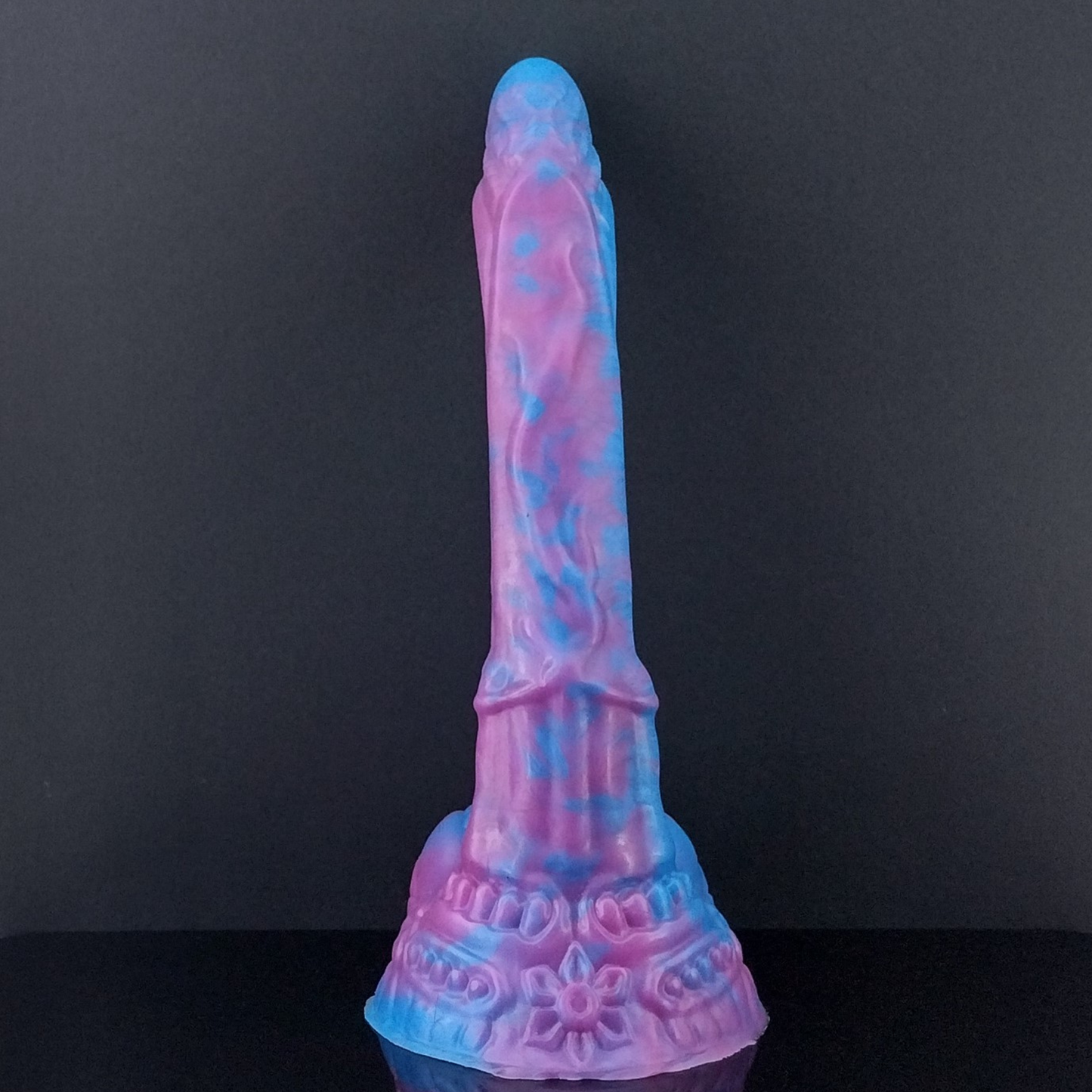 Davianna - Floral Themed Fantasy Dildo - Blue and Pink Marble - Small Size- 00-50 Firmness