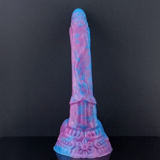 Davianna - Floral Themed Fantasy Dildo - Blue and Pink Marble - Small Size- 00-50 Firmness