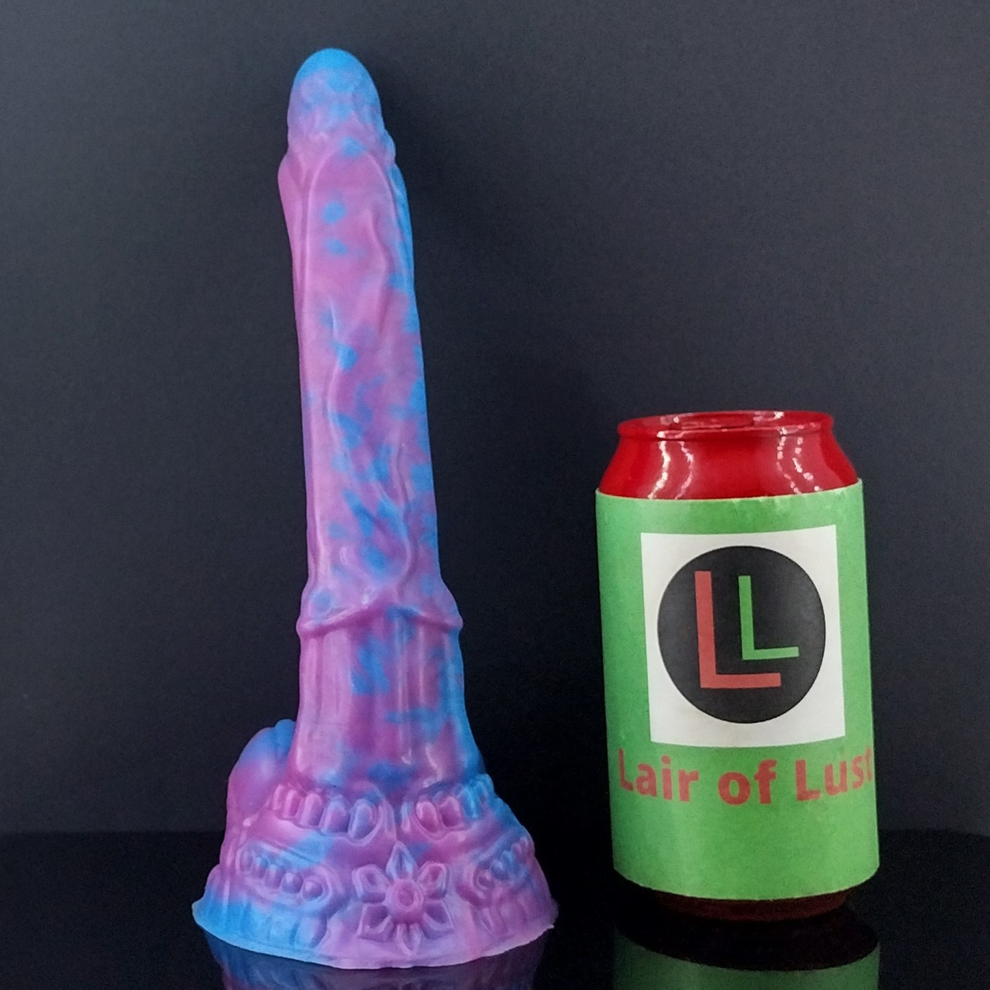 Davianna - Floral Themed Fantasy Dildo - Blue and Pink Marble - Small Size- 00-50 Firmness