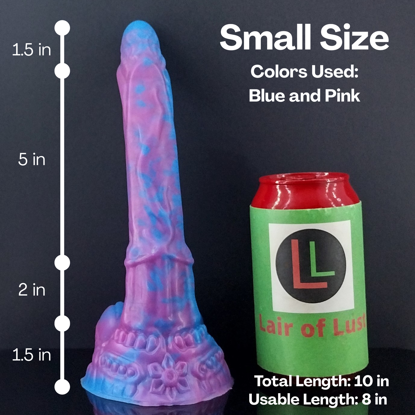 Davianna - Floral Themed Fantasy Dildo - Blue and Pink Marble - Small Size- 00-50 Firmness
