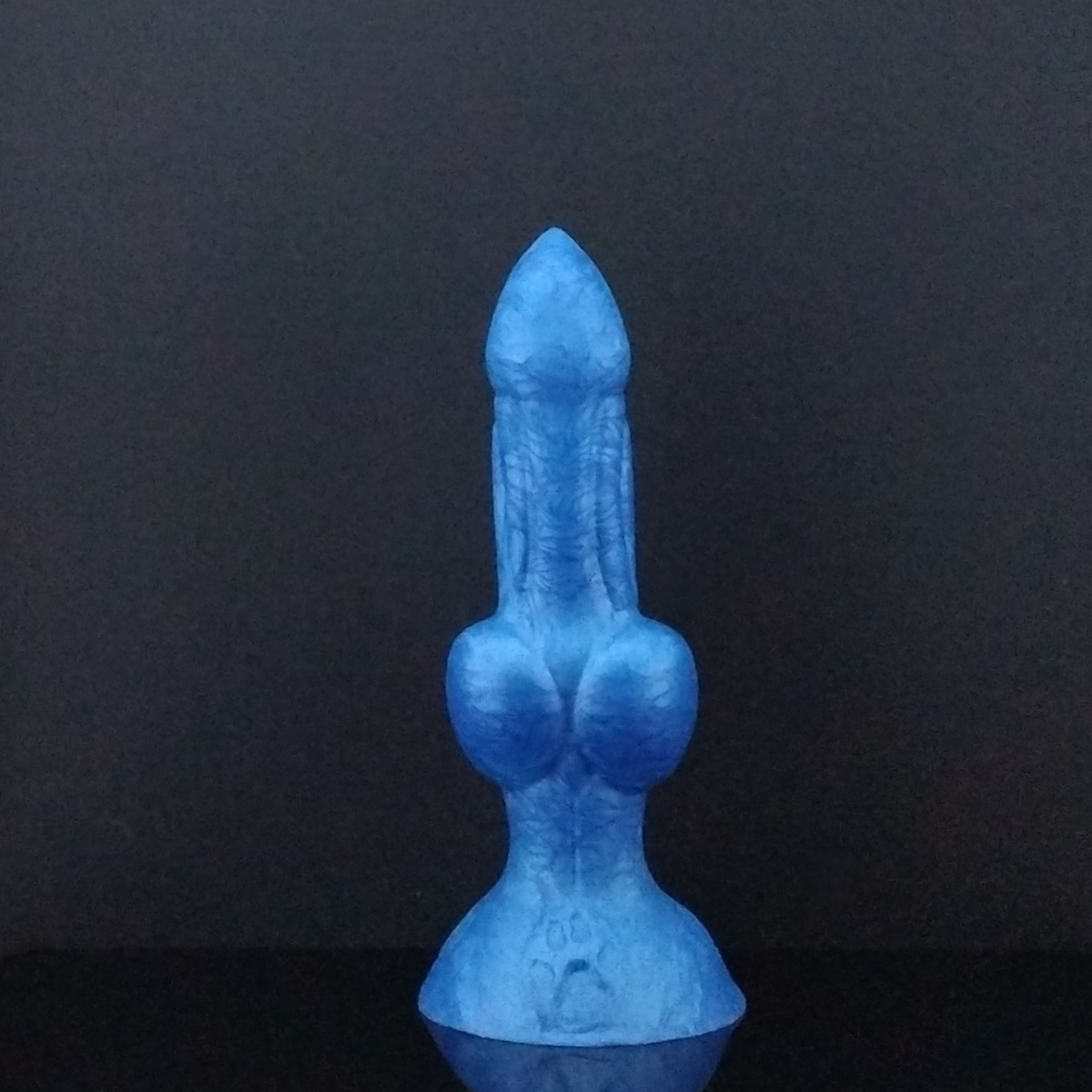 Dggo - Knot Dildo - Solid Metallic Blue - Medium Size - 00-50