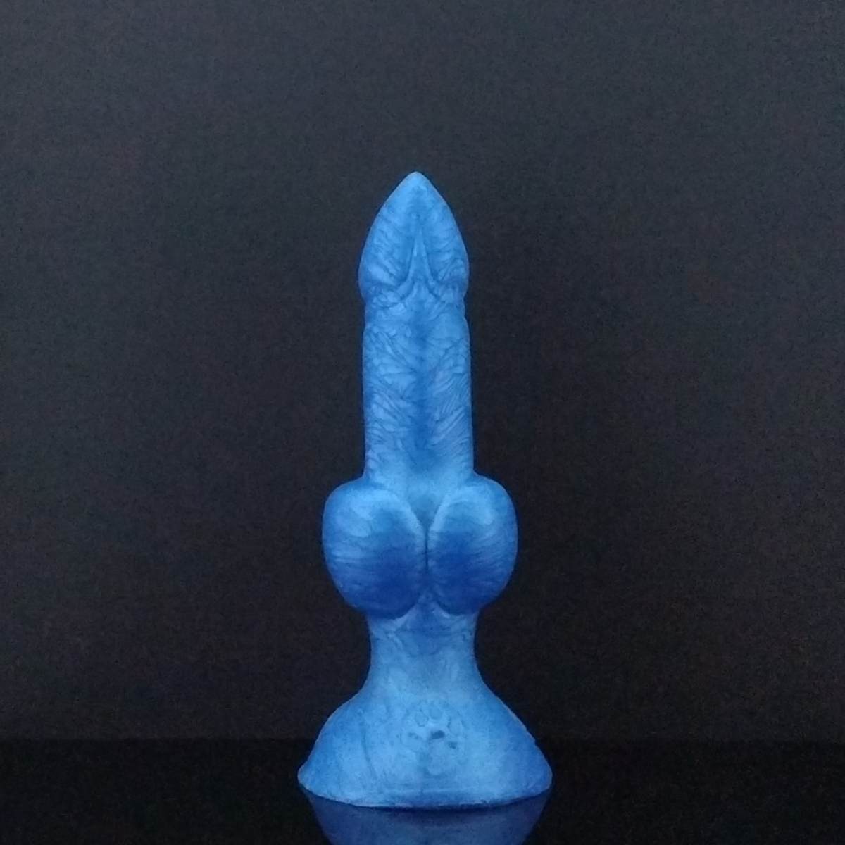 Dggo - Knot Dildo - Solid Metallic Blue - Medium Size - 00-50