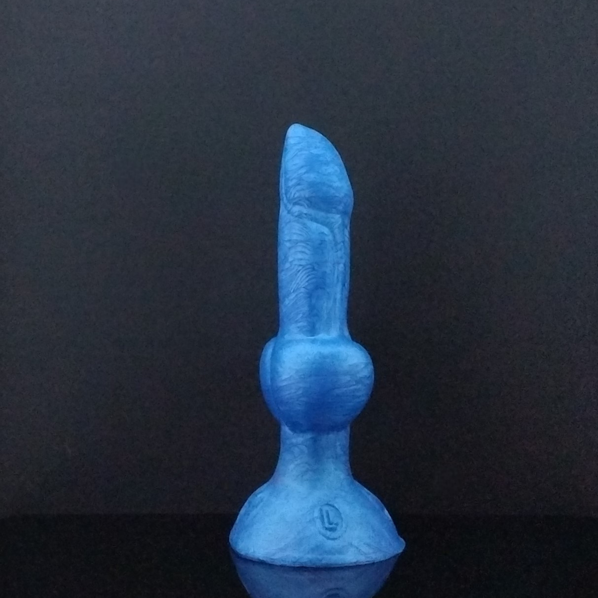 Dggo - Knot Dildo - Solid Metallic Blue - Medium Size - 00-50
