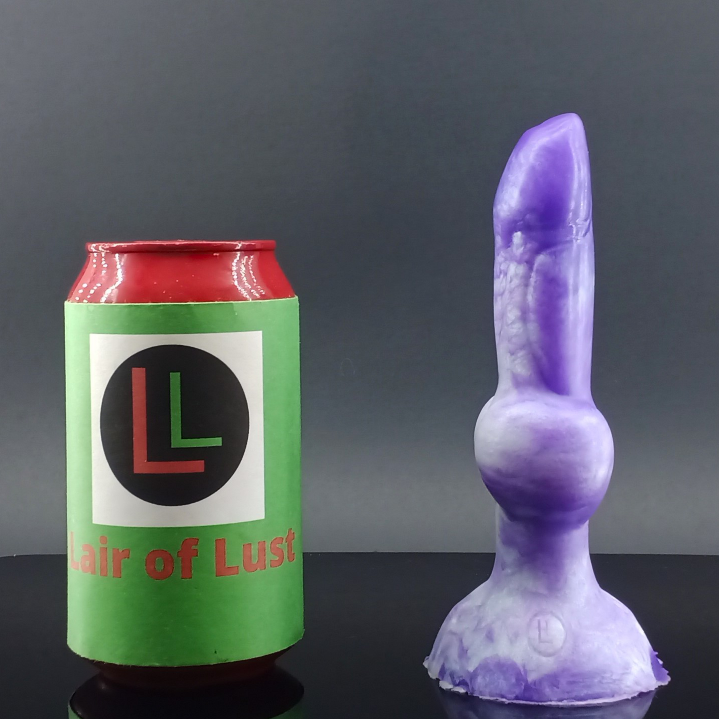 Dggo - Knot Dildo - Small Size - Purple and White Marble - GITD - 00-30 Firmness - Suction Cup