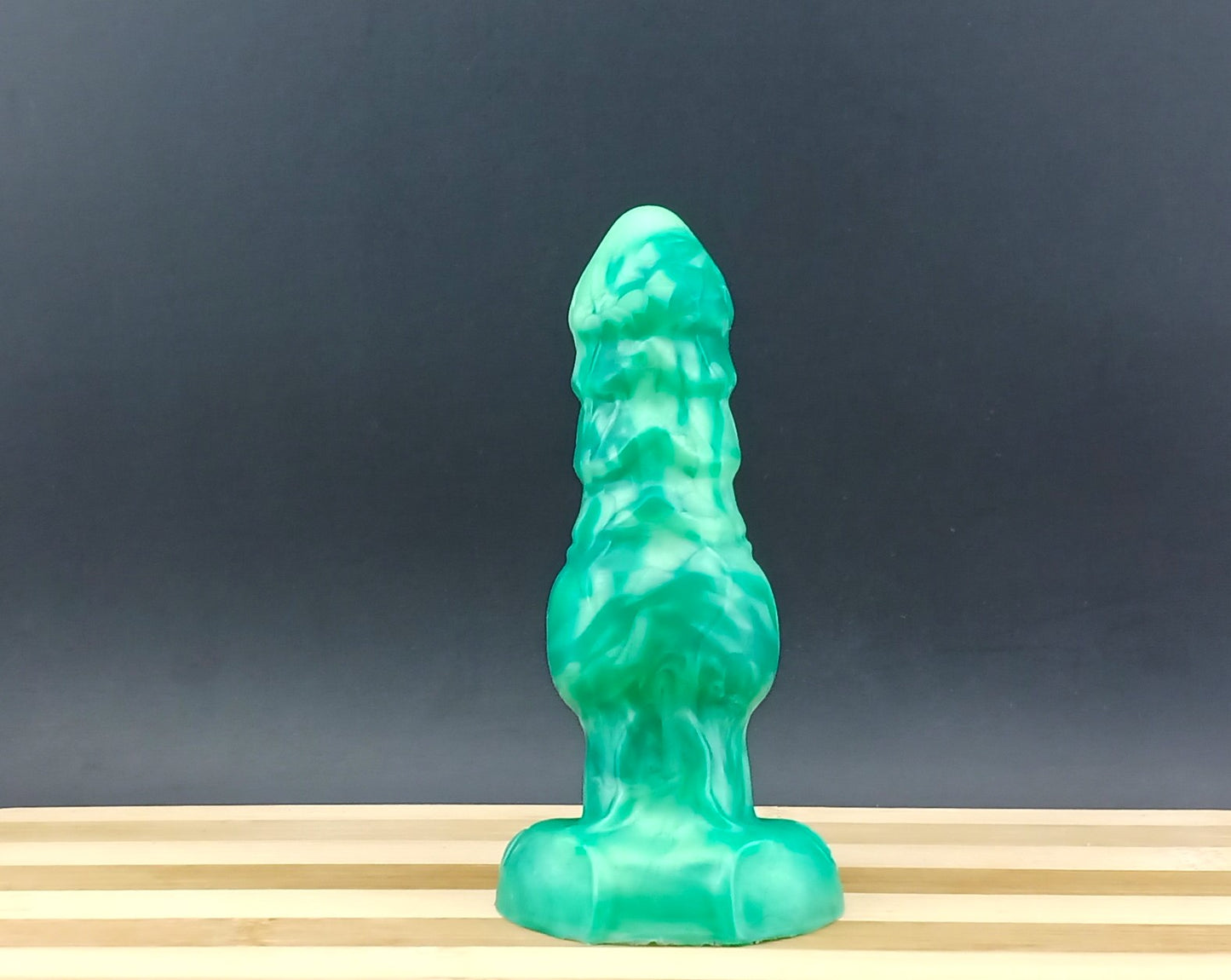 Drokken - Small Size - Double Green Marble - Suction Cup Base - 00-50 Firmness - Flop - Suction Cup Uneven