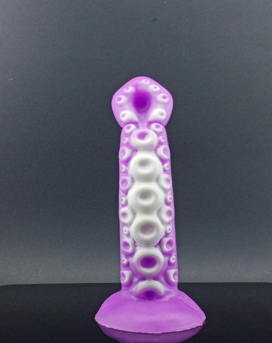 Tetra the Tentacle - Medium Size - White Suckers and UV Purple Body - GITD - 00-30 Firmness