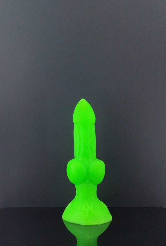 Dggo - Knot Dildo - Neon Green and GITD Green - Medium Size - 00-50