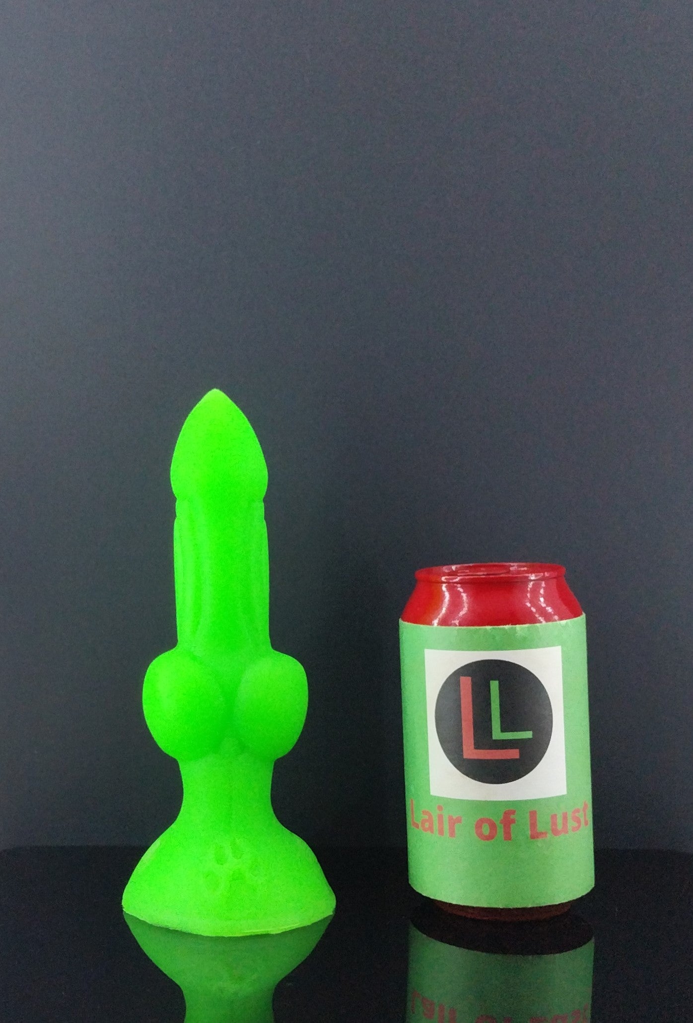 Dggo - Knot Dildo - Neon Green and GITD Green - Medium Size - 00-50